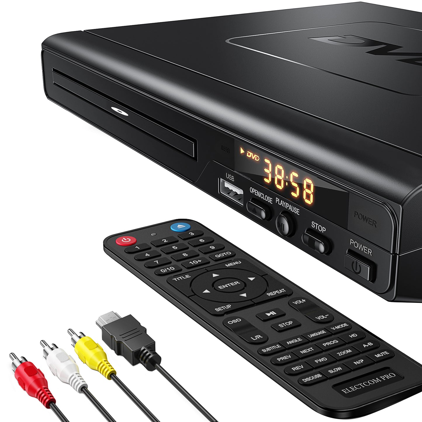 ELECTCOM PRO Region-Free DVD Player for TV: Plays Regions 0-6 & Multi Formats - Designed for Collectors & Vintage Movie Collections - HDMI/RCA Compact DVD/CD Player for Smart TV, Home Stereo & RV