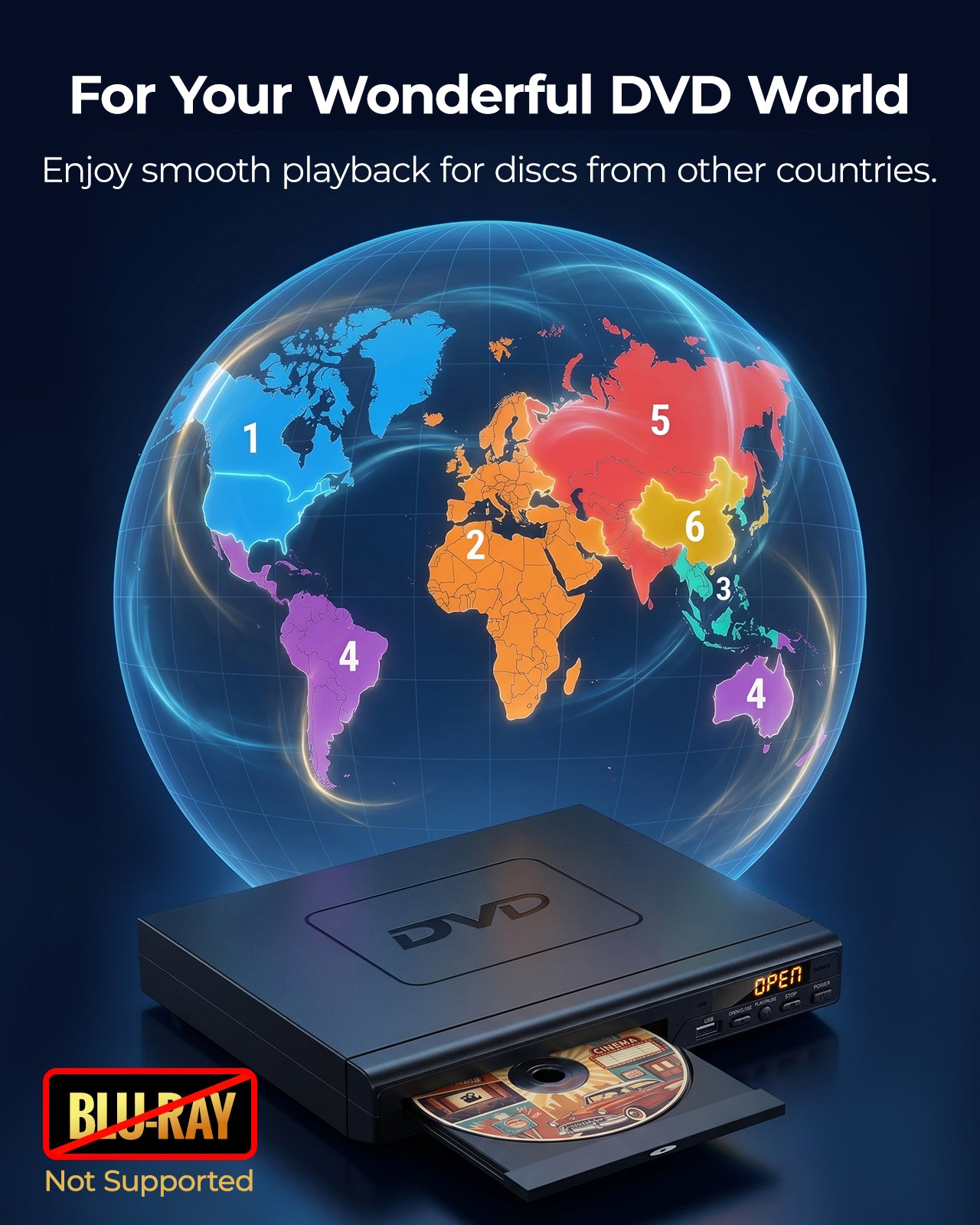 ELECTCOM PRO Region-Free DVD Player for TV: Plays Regions 0-6 & Multi Formats - Designed for Collectors & Vintage Movie Collections - HDMI/RCA Compact DVD/CD Player for Smart TV, Home Stereo & RV