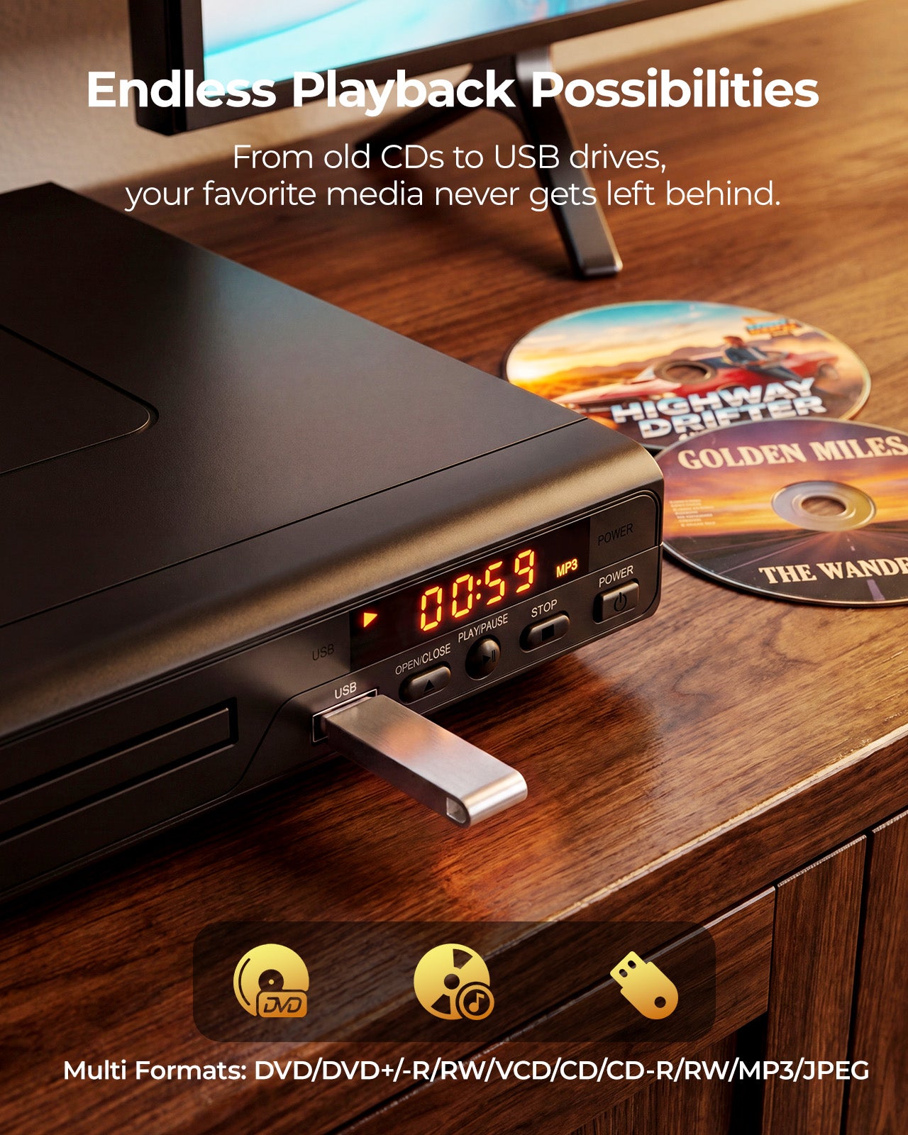 ELECTCOM PRO Region-Free DVD Player for TV: Plays Regions 0-6 & Multi Formats - Designed for Collectors & Vintage Movie Collections - HDMI/RCA Compact DVD/CD Player for Smart TV, Home Stereo & RV