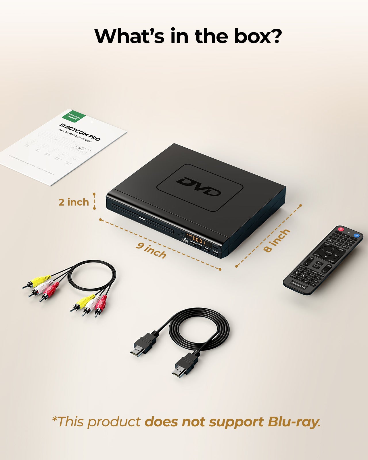 ELECTCOM PRO Region-Free DVD Player for TV: Plays Regions 0-6 & Multi Formats - Designed for Collectors & Vintage Movie Collections - HDMI/RCA Compact DVD/CD Player for Smart TV, Home Stereo & RV